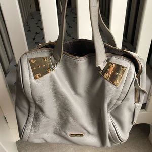 Vince Camuto Grey Leather Handbag with Gold Detail